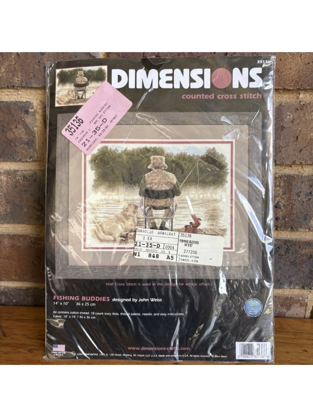 Dimensions Fishing Buddies Counted Cross Stitch Kit 35136 John Weiss Dog NEW